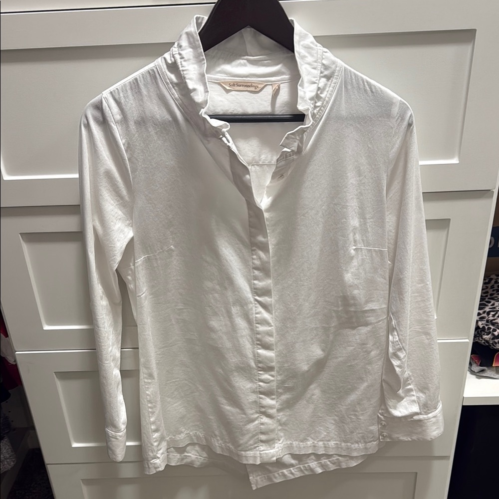 White Ruffled Collar Blouse